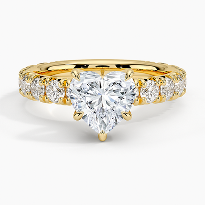 Ellora Three-Quarter Coverage Diamond Ring - Heart Center Stone