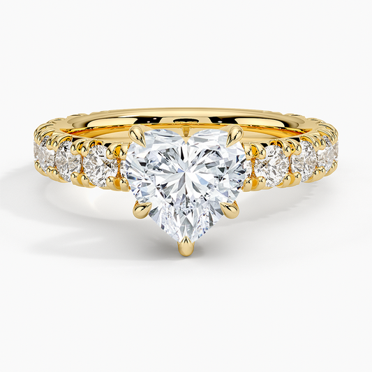 Ellora Three-Quarter Coverage Diamond Ring - Heart Center Stone