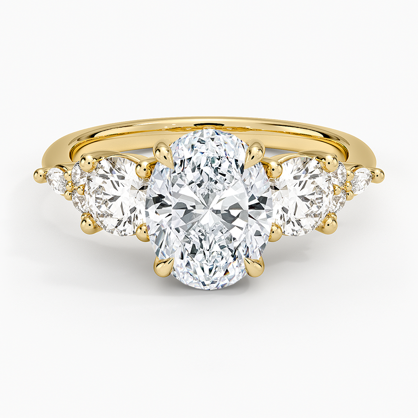 Luxe Nadia Three Stone Diamond Ring - Oval Center Stone