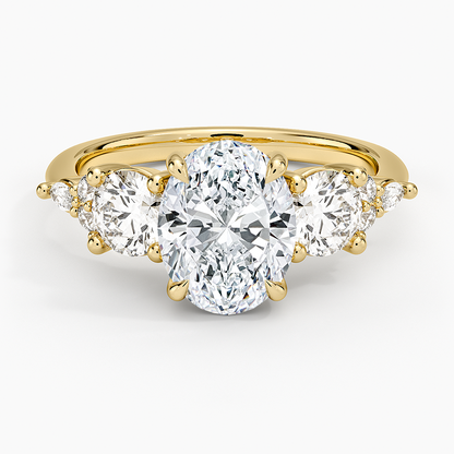 Luxe Nadia Three Stone Diamond Ring - Oval Center Stone