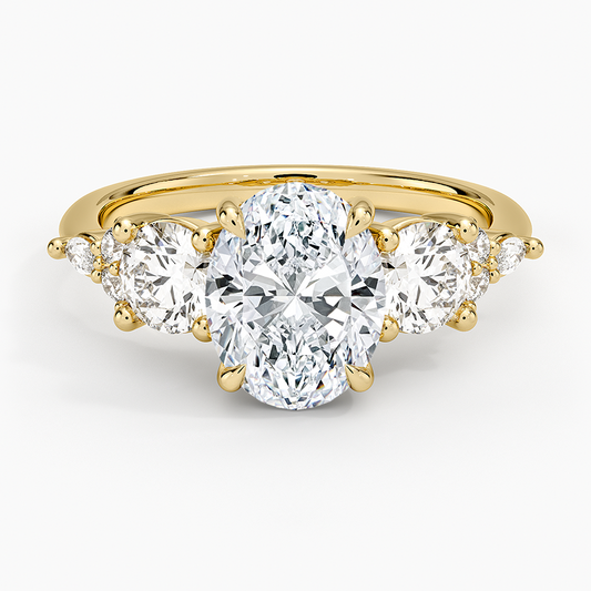 Luxe Nadia Three Stone Diamond Ring - Oval Center Stone