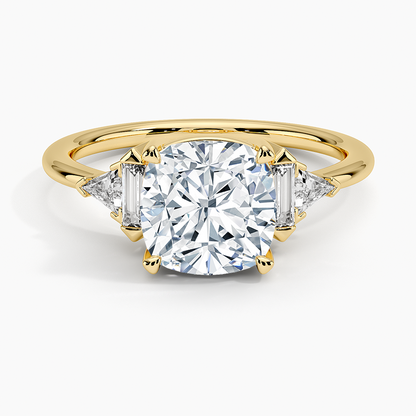 Edie Art Deco Diamond Ring (1/4 ct. tw.) - Cushion Cut Center Stone