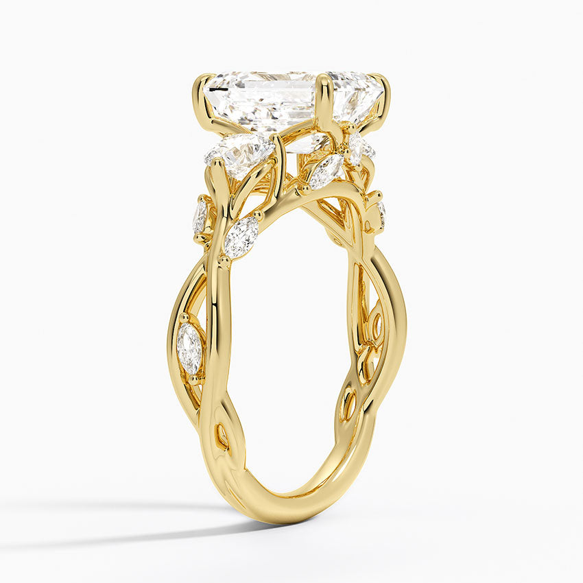 Secret Garden Three Stone Diamond Ring (3/4 ct. tw.) - Emerald Cut Center Stone