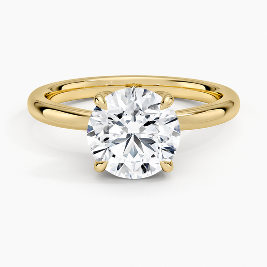Petal 2mm Solitaire Ring - Round Cut Center Stone