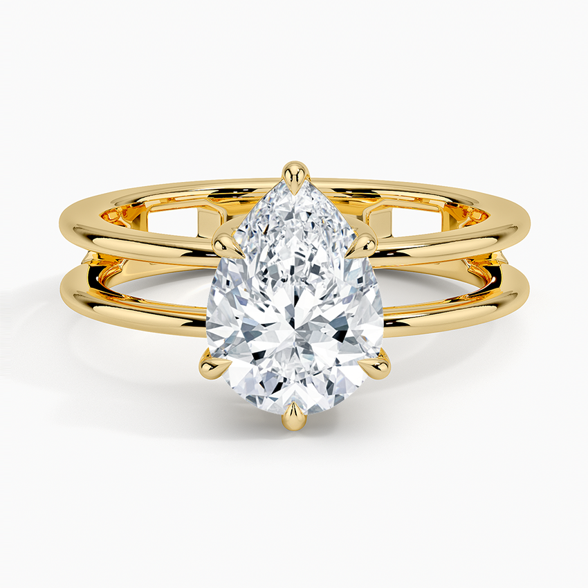 Aimee Open Double Band Solitaire Ring - Pear Center Stone