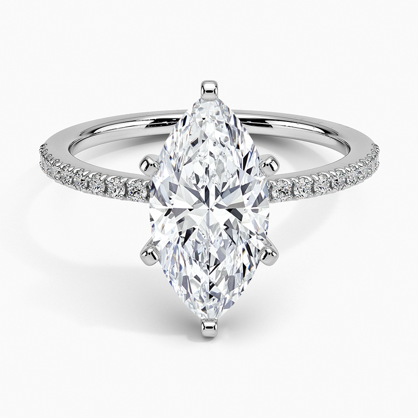 Ballad Half Coverage Diamond Ring (1/8 ct. tw.) - Marquise Center Stone