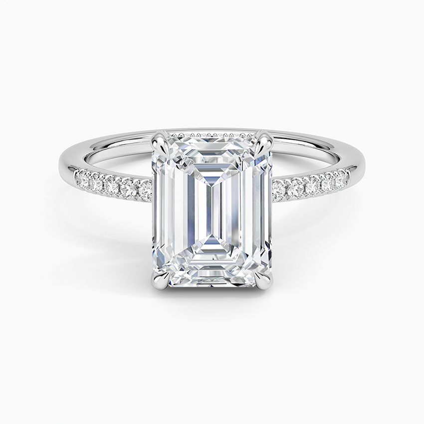 Viviana One-Quarter Coverage Diamond Ring - Emerald Cut Center Stone