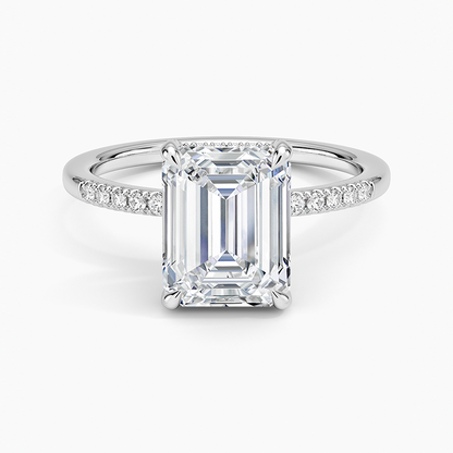 Viviana One-Quarter Coverage Diamond Ring - Emerald Cut Center Stone