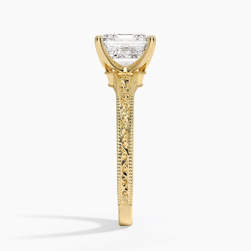 Hudson Engraved Ring - Asscher Cut Center Stone