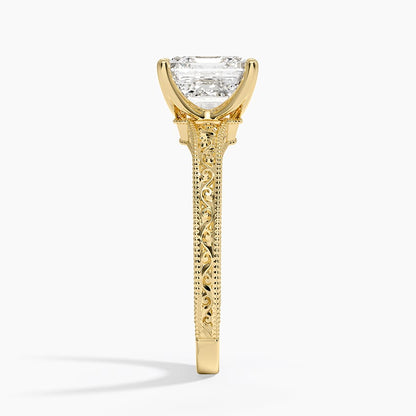 Hudson Engraved Ring - Asscher Cut Center Stone