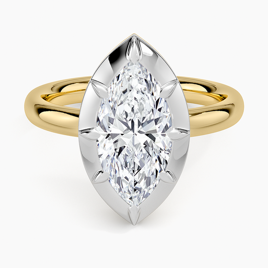 Harper Mixed Metal Solitaire Ring - Marquise Center Stone