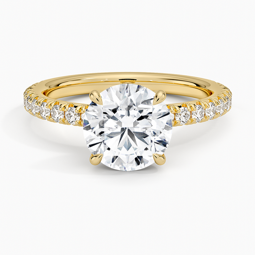 Amelie Three-Quarter Coverage Diamond Ring - Round Center Stone