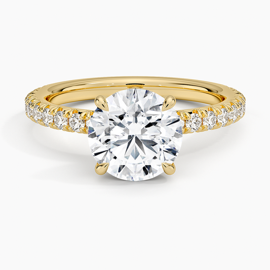 Amelie Three-Quarter Coverage Diamond Ring - Round Center Stone