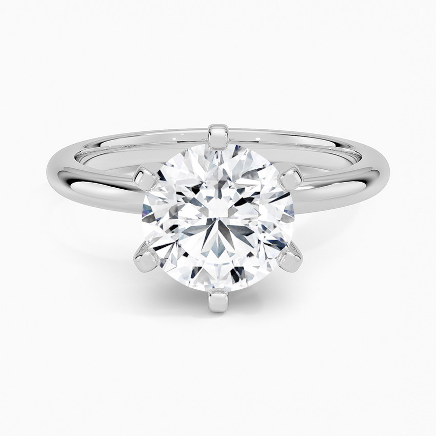 Comfort Fit 2mm Six-Prong Solitaire Ring - Round Center Stone