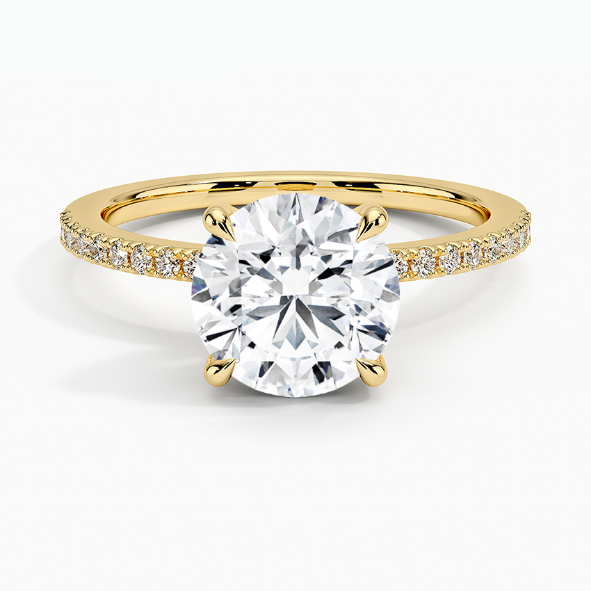 Perfect Fit Half Coverage Hidden Halo Diamond Ring (1/5 ct. tw.) - Round Center Stone