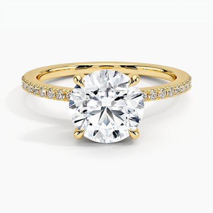 Perfect Fit Half Coverage Hidden Halo Diamond Ring (1/5 ct. tw.) - Round Center Stone
