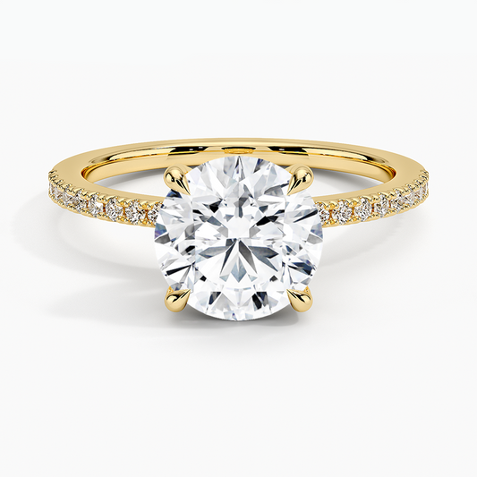 Perfect Fit Half Coverage Hidden Halo Diamond Ring (1/5 ct. tw.) - Round Center Stone