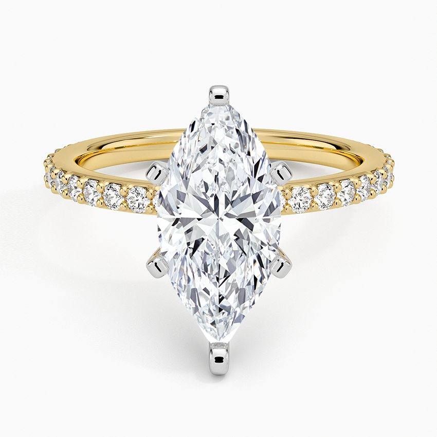 Petite Shared Prong Three-Quarter Coverage Diamond Ring (1/3 ct. tw.) - Marquise Center Stone