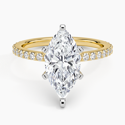 Petite Shared Prong Three-Quarter Coverage Diamond Ring (1/3 ct. tw.) - Marquise Center Stone