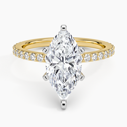 Petite Shared Prong Three-Quarter Coverage Diamond Ring (1/3 ct. tw.) - Marquise Center Stone