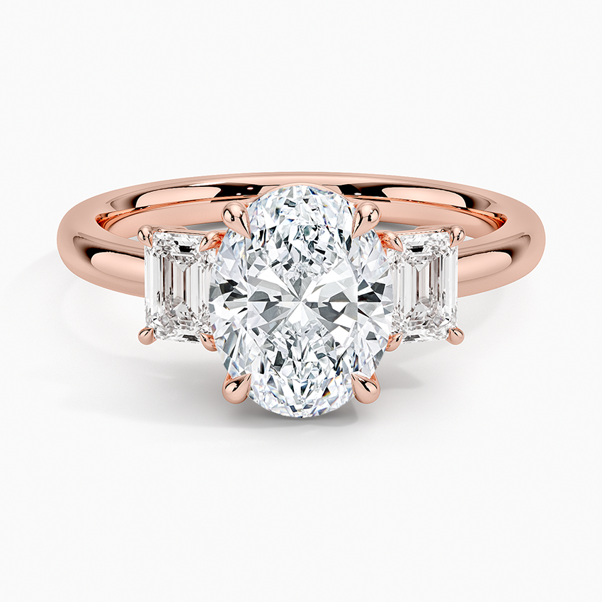Rhiannon Emerald Cut Three Stone Diamond Ring (1/2 ct. tw.) - Oval Center Stone