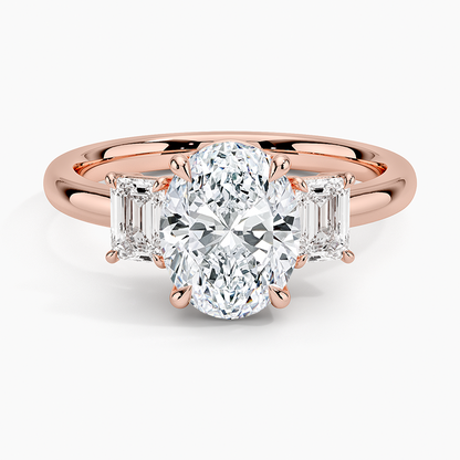 Rhiannon Emerald Cut Three Stone Diamond Ring (1/2 ct. tw.) - Oval Center Stone