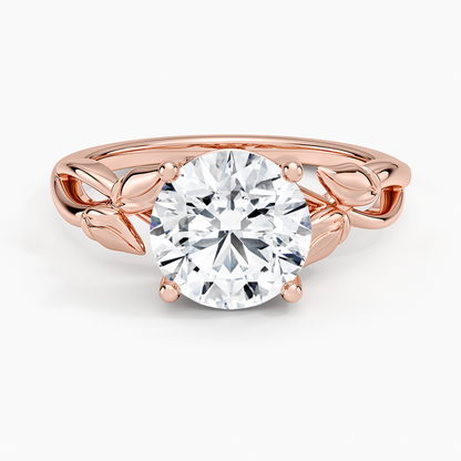 Budding Willow Solitaire Ring - Round Center Stone