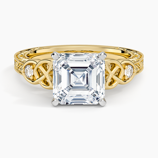 Aberdeen Celtic Diamond Ring - Asscher Cut Center Stone