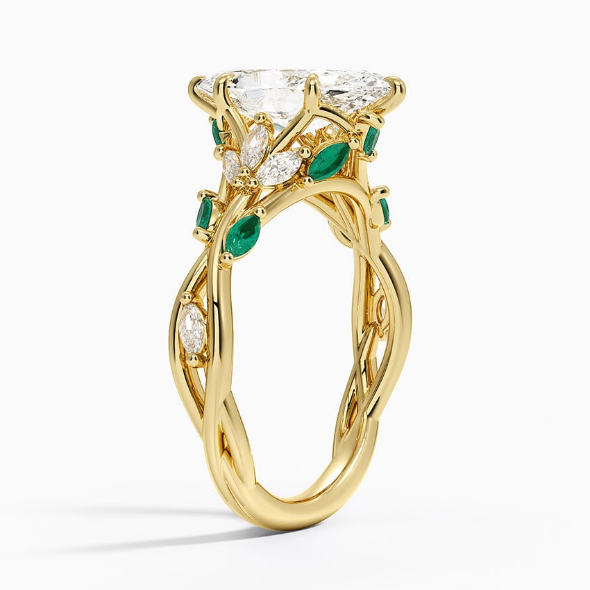 Secret Garden Lab Emerald and Diamond Ring (1/4 ct. tw.) - Marquise Cut Center Stone