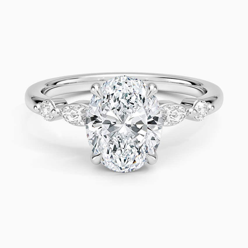 Versailles One-Quarter Coverage Diamond Ring - Oval Center Stone