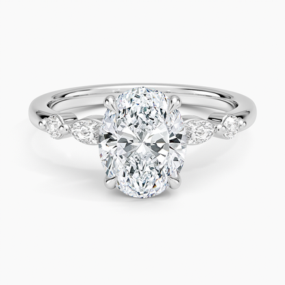 Versailles One-Quarter Coverage Diamond Ring - Oval Center Stone