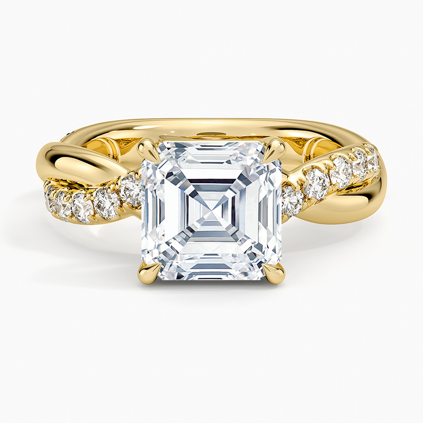 Cascade Twisted Diamond Ring - Asscher Cut Center Stone