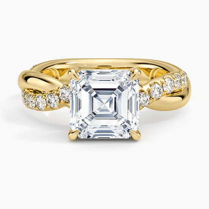 Cascade Twisted Diamond Ring - Asscher Cut Center Stone