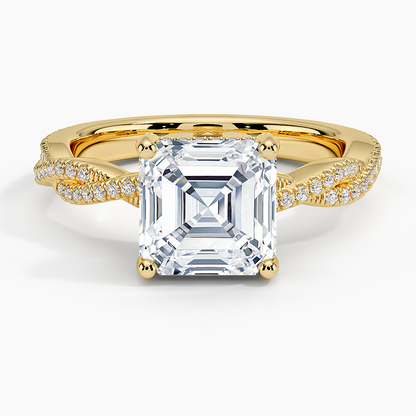 Adorned Luxe Petite Twisted Vine Diamond Ring - Asscher Cut Center Stone