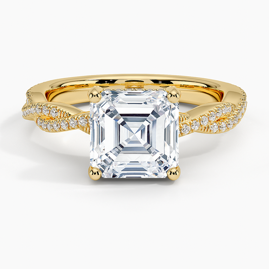 Adorned Luxe Petite Twisted Vine Diamond Ring - Asscher Cut Center Stone