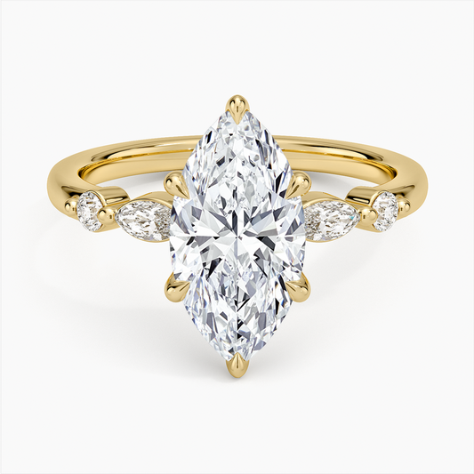 Versailles One-Quarter Coverage Diamond Ring - Marquise Center Stone