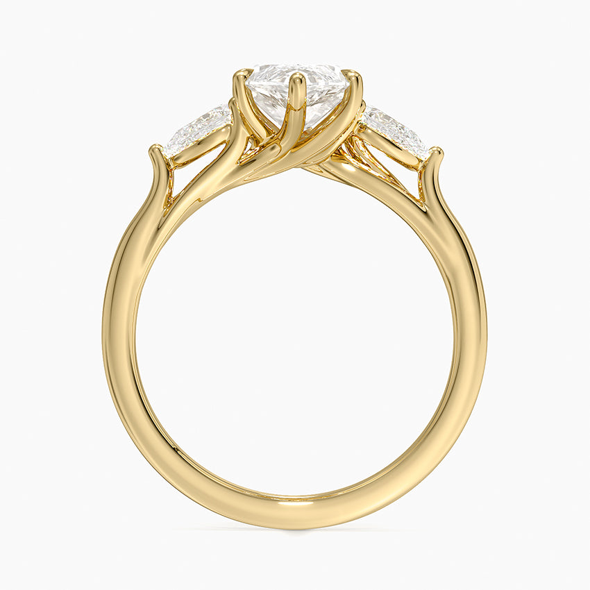 Luxe Delilah Three Stone Pear Diamond Ring - Marquise Center Stone