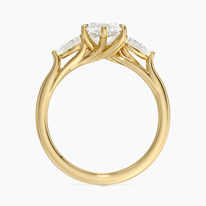 Luxe Delilah Three Stone Pear Diamond Ring - Marquise Center Stone