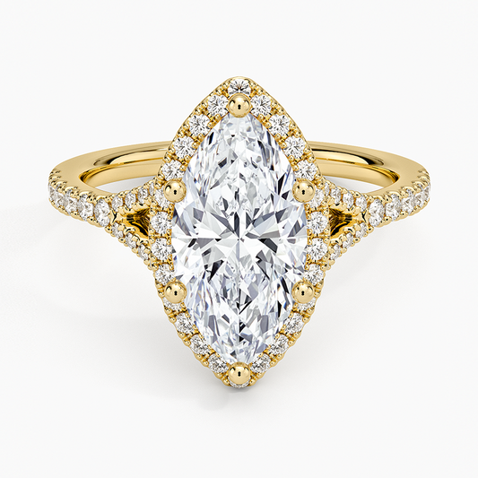 Joy Half Coverage Diamond Ring - Marquise Cut Center Stone