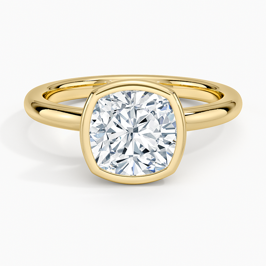 Julietta Bezel Solitaire Ring - Cushion Cut Center Stone