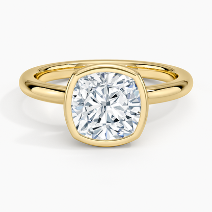 Julietta Bezel Solitaire Ring - Cushion Cut Center Stone