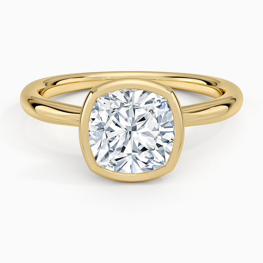 Freesia Bezel Solitaire Ring - Cushion Cut Center Stone