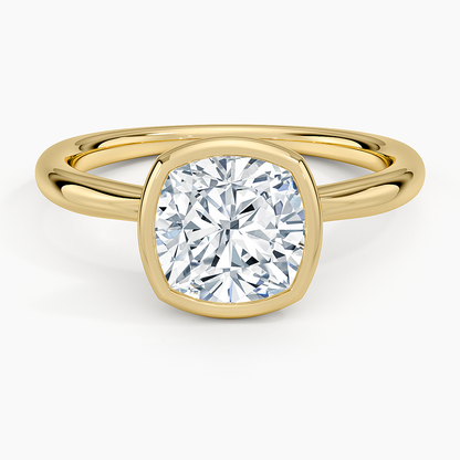Freesia Bezel Solitaire Ring - Cushion Cut Center Stone