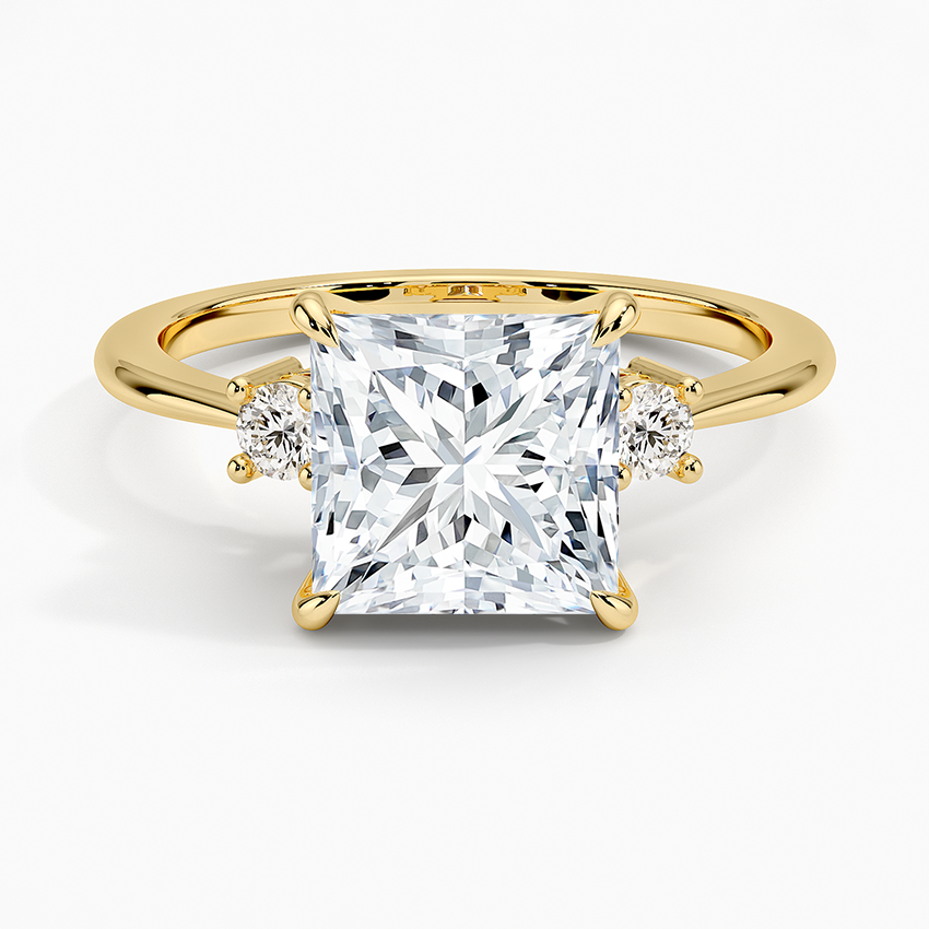 Petite Selene Three Stone Diamond Ring (1/10 ct. tw.) - Princess Cut Center Stone