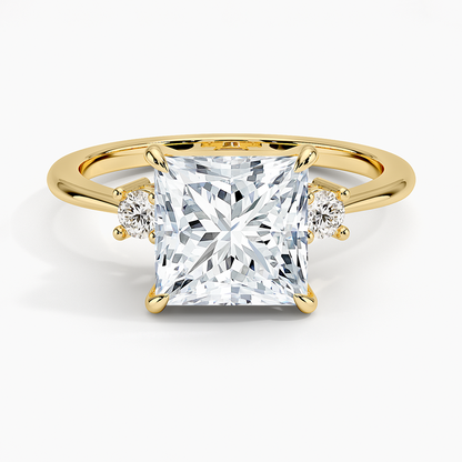 Petite Selene Three Stone Diamond Ring (1/10 ct. tw.) - Princess Cut Center Stone