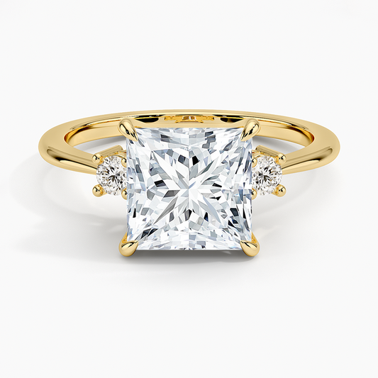 Petite Selene Three Stone Diamond Ring (1/10 ct. tw.) - Princess Cut Center Stone