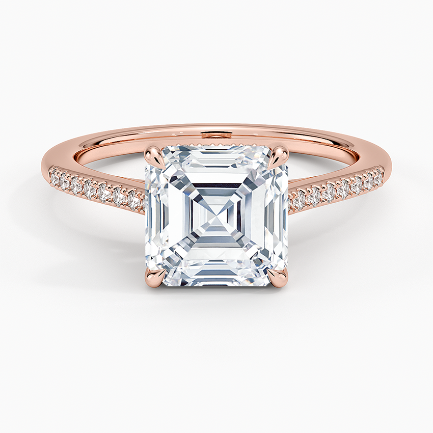 Lissome Half Coverage Diamond Ring - Asscher Cut Center Stone