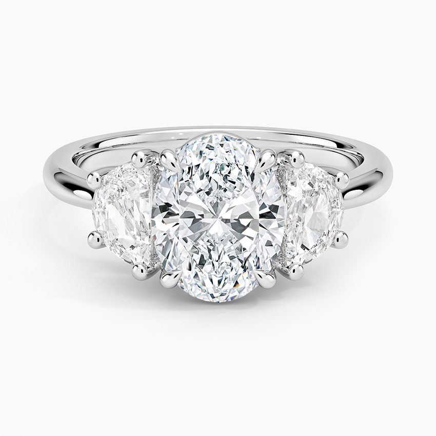 Half Moon Three Stone Diamond Ring (1/2 ct. tw.) - Oval Center Stone