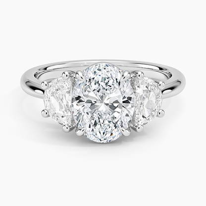 Half Moon Three Stone Diamond Ring (1/2 ct. tw.) - Oval Center Stone