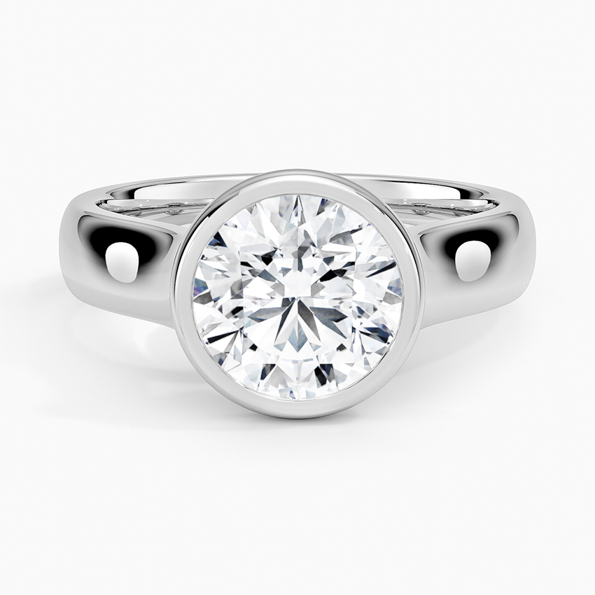 Luna 4mm Bezel Ring - Round Center Stone